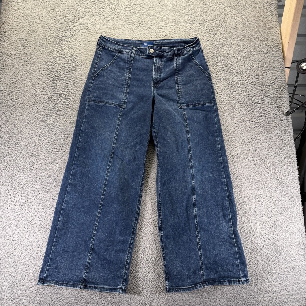 Project Indigo Jeans Women 17 Blue Cotton Denim Wide-Leg Workwear Travel Stretch